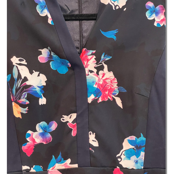 EUC Ellen Tracy Nordstrom Fit and Flare Sz 12 Blue Floral Sleeveless Dress - Picture 9 of 15